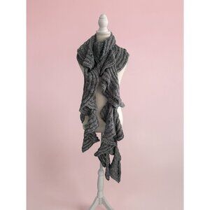 DIANE VON FURSTENBERG Gray Wool Blend Ruffle Scarf